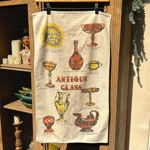 Vintage Sayco Antique Glass Tea Towel